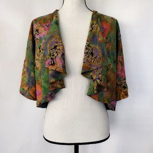 Vintage 1980s Cascade Open Front Cropped Jacket Multi Size
